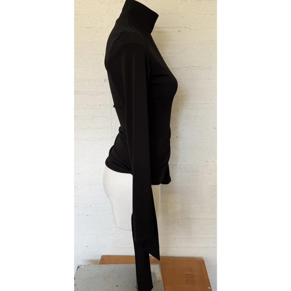 Cinq A Sept Shea Long Sleeve Turtleneck Wrap Top Black S - Picture 4 of 10